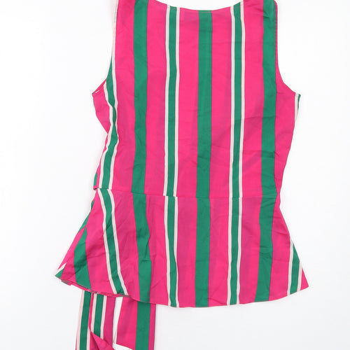 Closet Womens Multicoloured Striped Polyester Basic Tank Size 8 Round Neck
