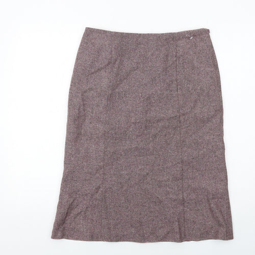 BHS Womens Pink Geometric Wool A-Line Skirt Size 12 Zip