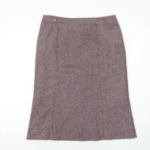 BHS Womens Pink Geometric Wool A-Line Skirt Size 12 Zip