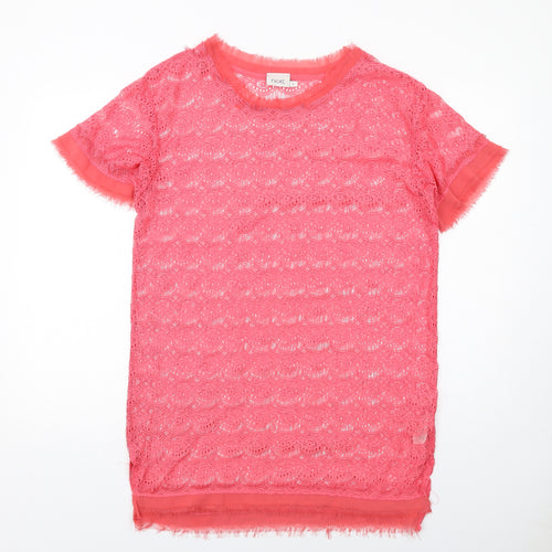 NEXT Womens Pink Polyester Basic T-Shirt Size 10 Round Neck