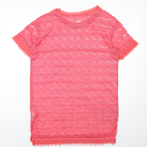 NEXT Womens Pink Polyester Basic T-Shirt Size 10 Round Neck
