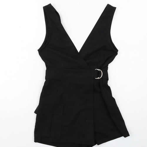 Pull&Bear Womens Black Viscose Playsuit One-Piece Size S Pullover