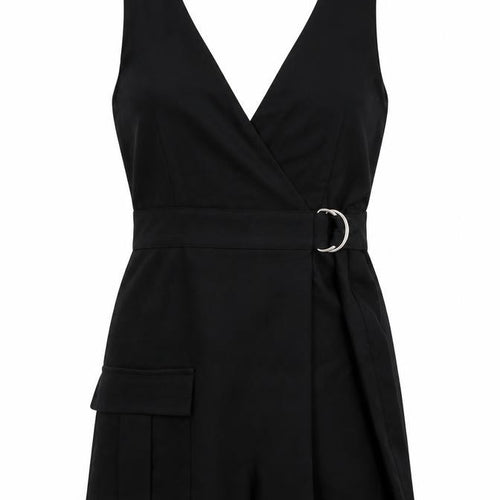 Pull&Bear Womens Black Viscose Playsuit One-Piece Size S Pullover