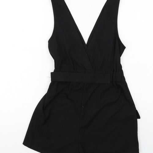 Pull&Bear Womens Black Viscose Playsuit One-Piece Size S Pullover