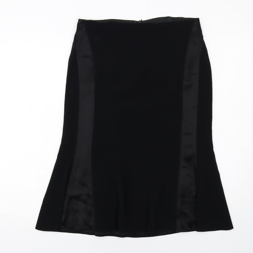 Amanda Womens Black Polyester A-Line Skirt Size 10 Zip