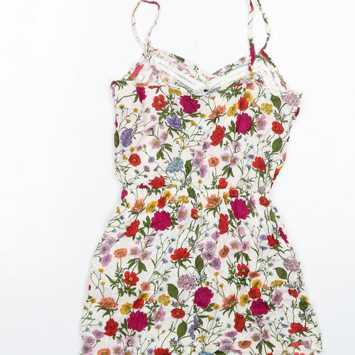 H&M Womens Multicoloured Floral Viscose Playsuit One-Piece Size 8 Pullover