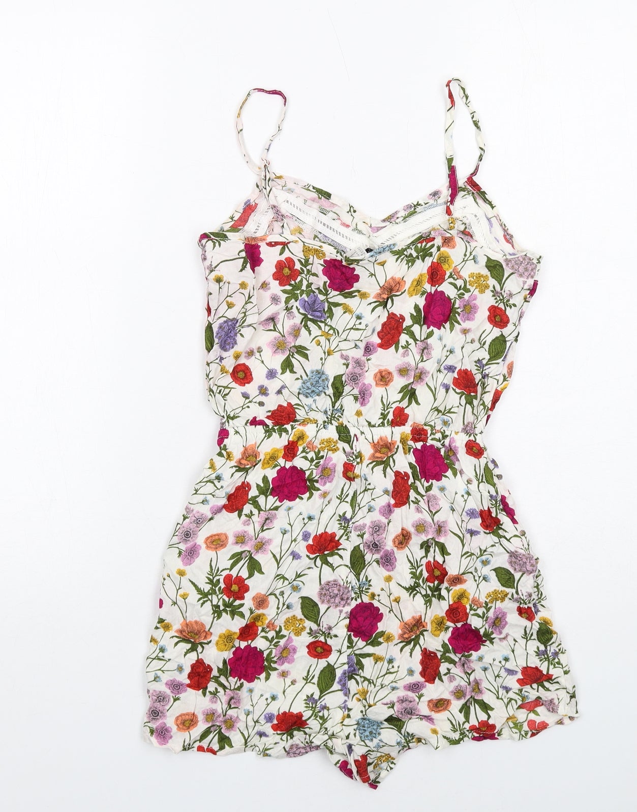 H&M Womens Multicoloured Floral Viscose Playsuit One-Piece Size 8 Pullover