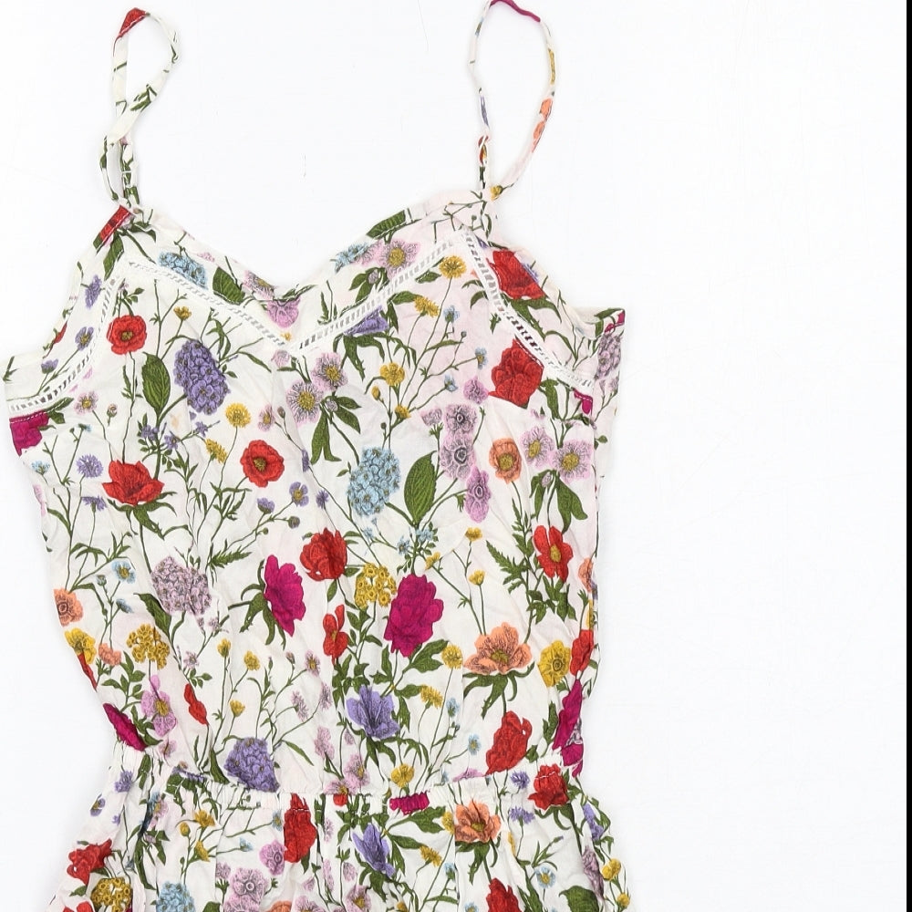 H&M Womens Multicoloured Floral Viscose Playsuit One-Piece Size 8 Pullover