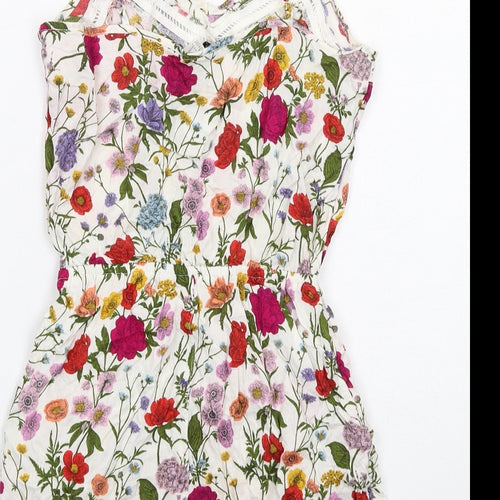 H&M Womens Multicoloured Floral Viscose Playsuit One-Piece Size 8 Pullover