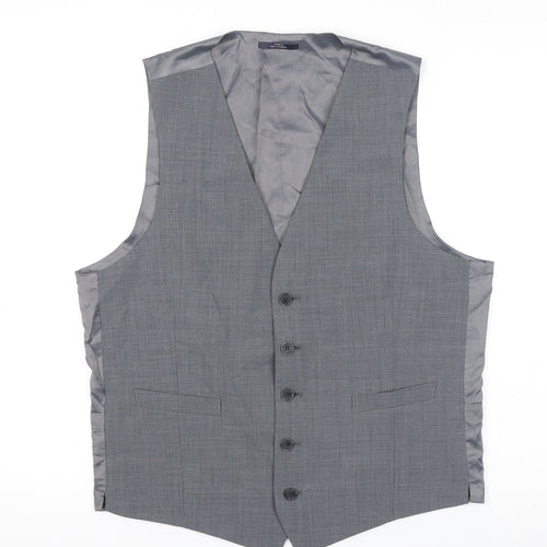 Marks and Spencer Mens Grey Wool Jacket Suit Waistcoat Size L Regular