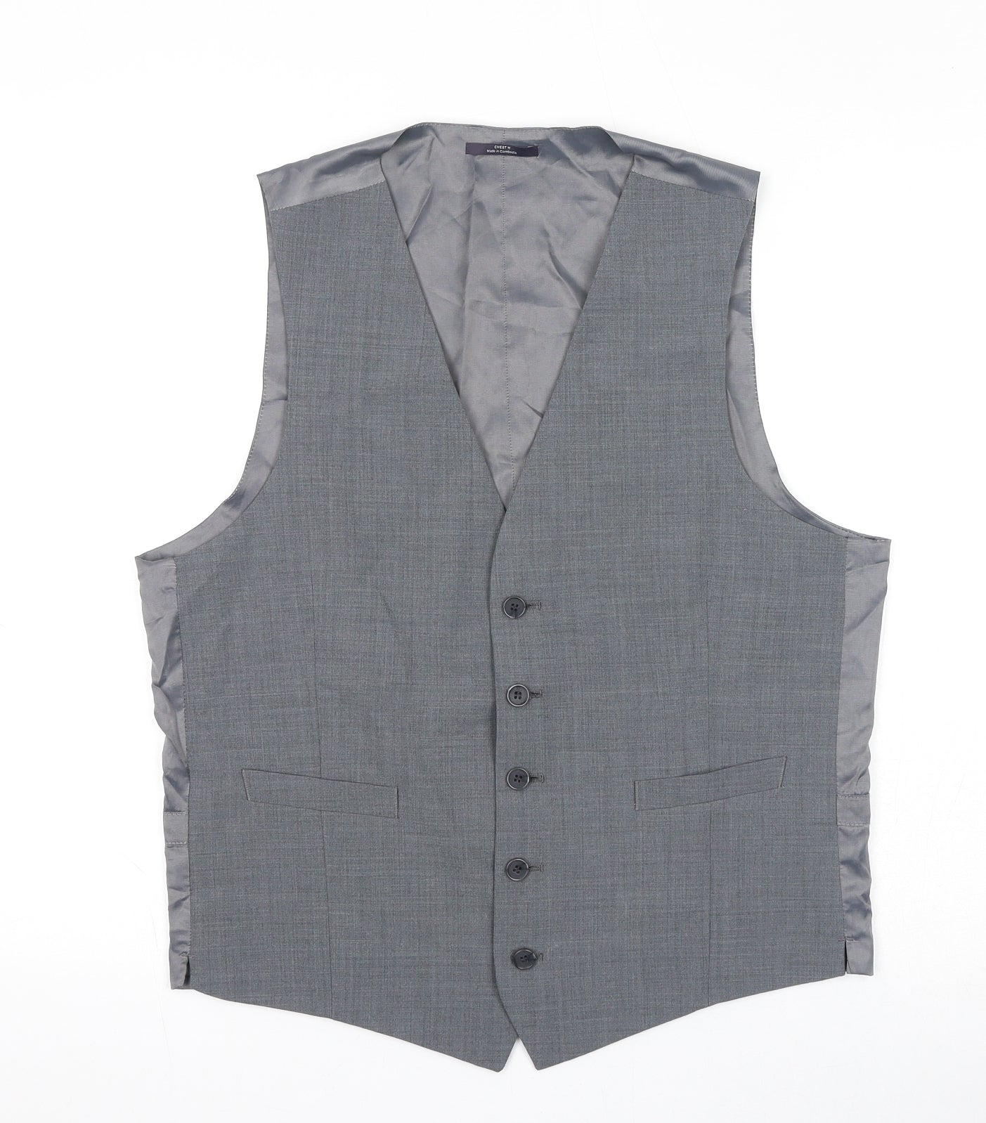 Marks and Spencer Mens Grey Wool Jacket Suit Waistcoat Size L Regular