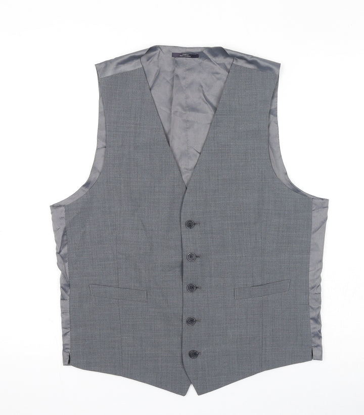Marks and Spencer Mens Grey Wool Jacket Suit Waistcoat Size L Regular