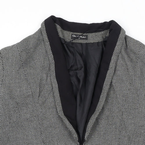 Miss Selfridge Womens Black Geometric Jacket Blazer Size 12 Hook & Eye