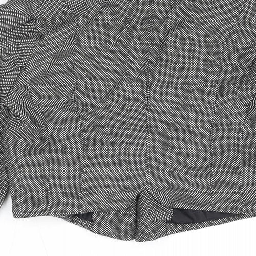Miss Selfridge Womens Black Geometric Jacket Blazer Size 12 Hook & Eye