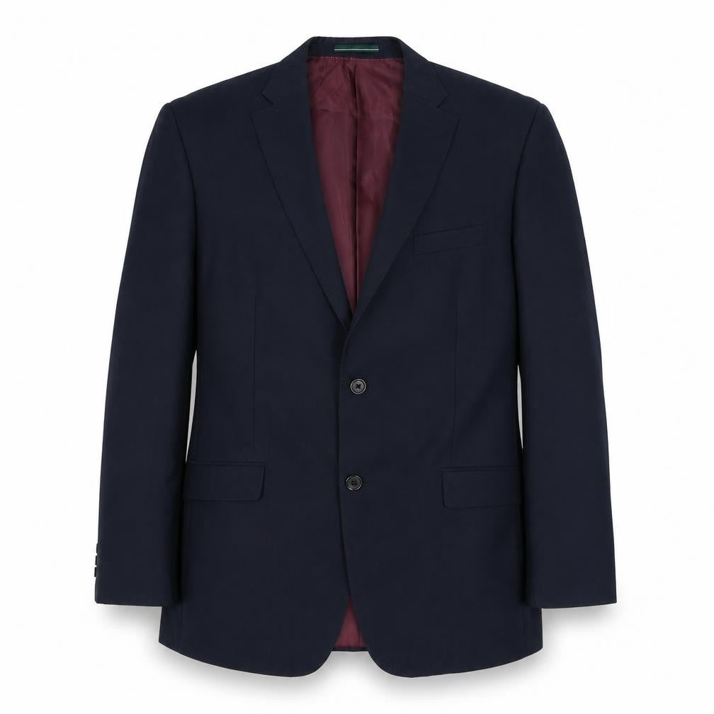 Front view of Greenwoods men’s blue polyester jacket suit jacket, size 42, regular