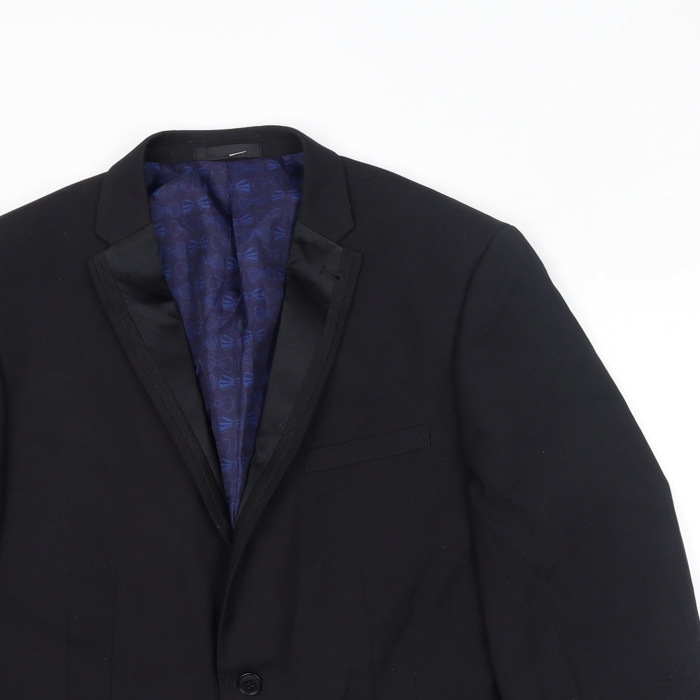 Greenwoods Mens Black Polyester Jacket Suit Jacket Size 44 Regular
