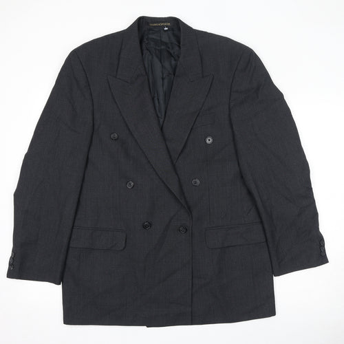 St Michael Mens Black Geometric Polyester Jacket Suit Jacket Size 40 Regular