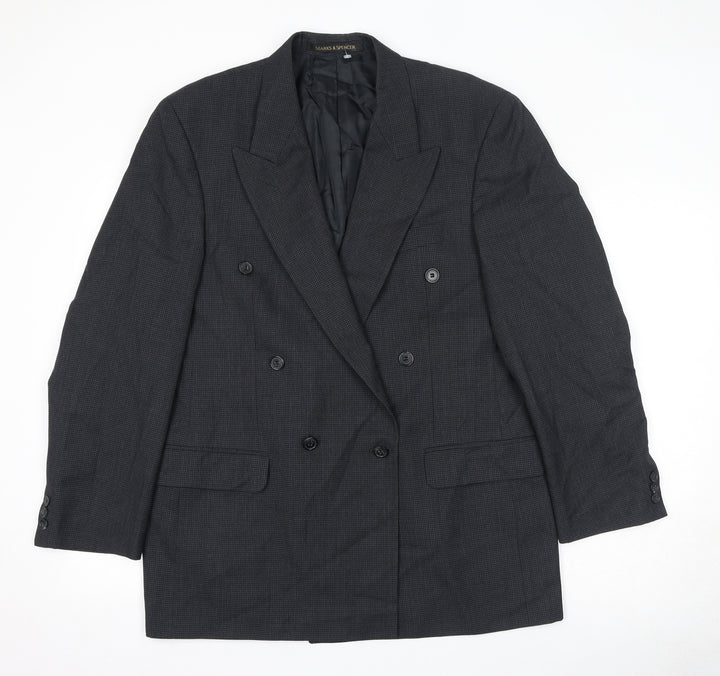 St Michael Mens Black Geometric Polyester Jacket Suit Jacket Size 40 Regular