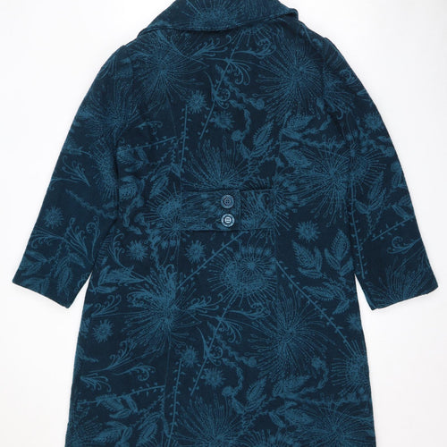 Per Una Womens Blue Paisley Pea Coat Coat Size 16 Button