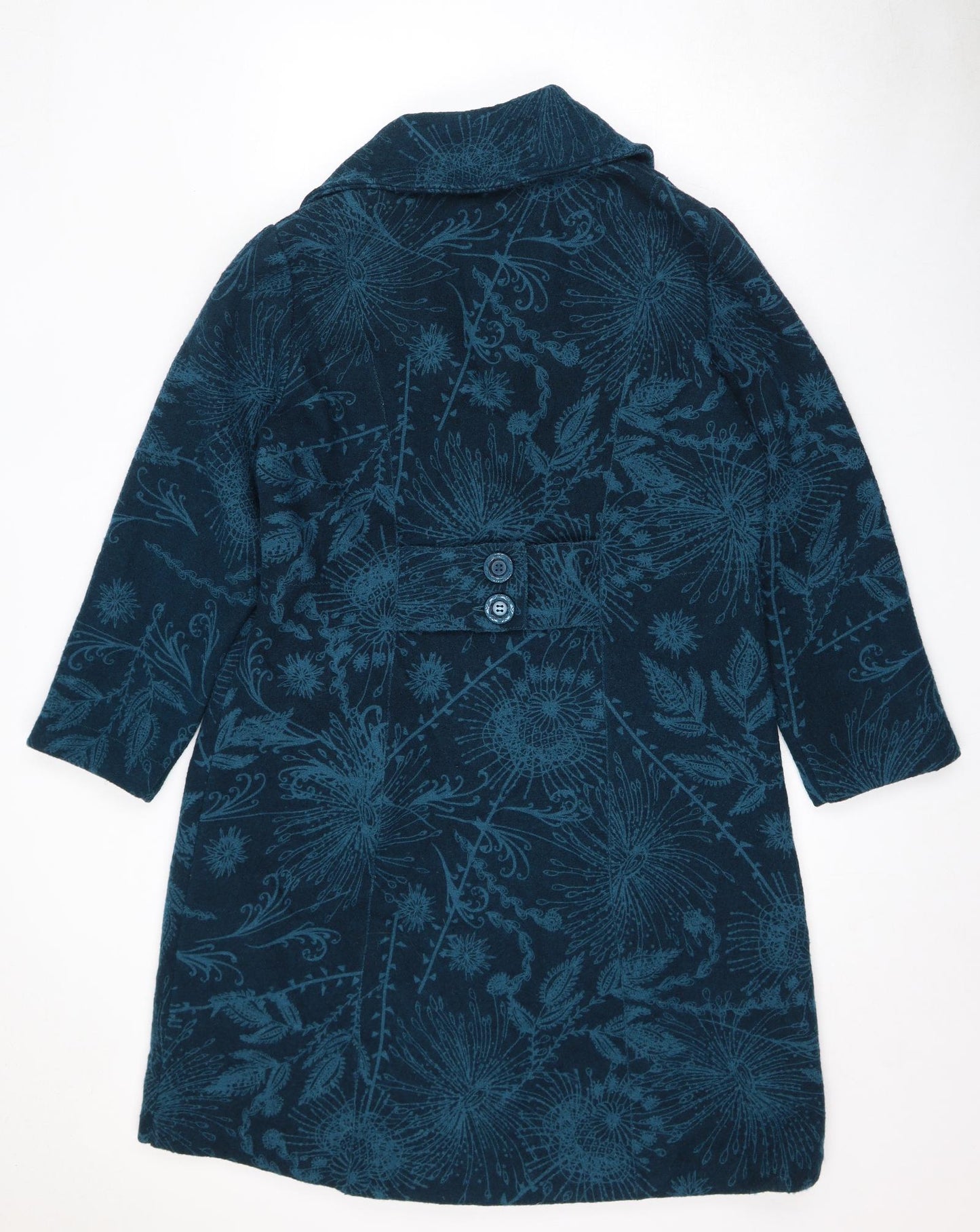 Per Una Womens Blue Paisley Pea Coat Coat Size 16 Button