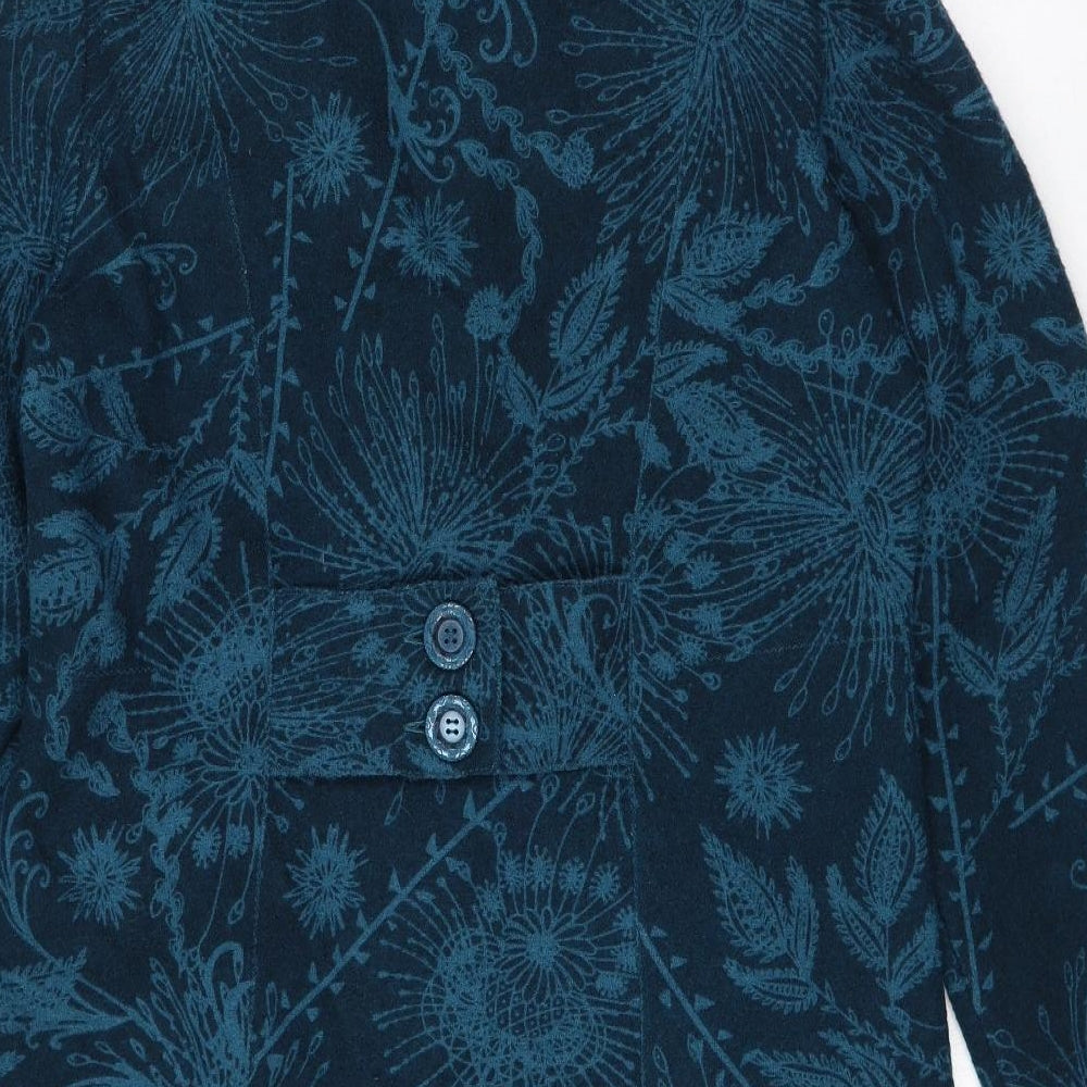 Per Una Womens Blue Paisley Pea Coat Coat Size 16 Button