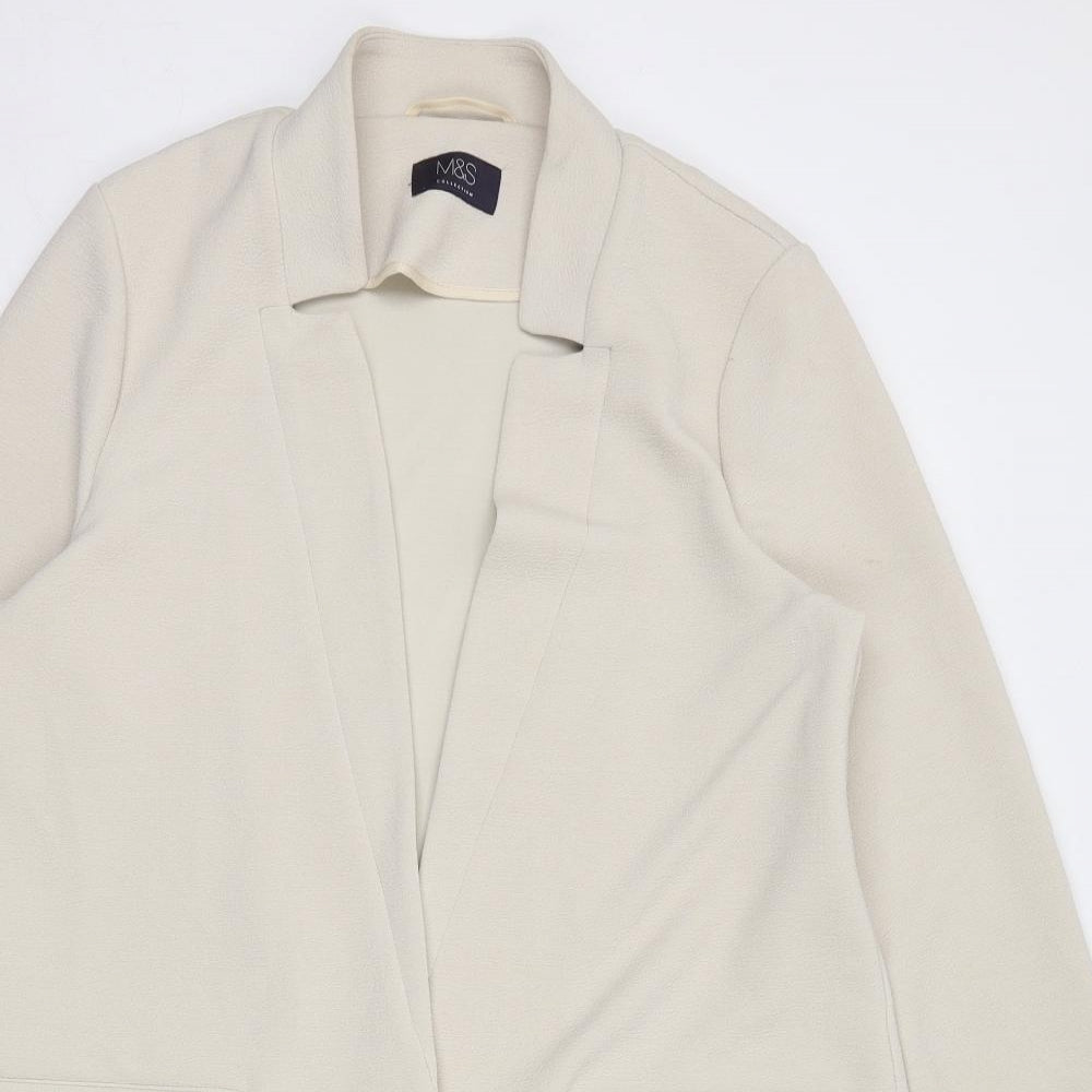 Marks and Spencer Womens Ivory Overcoat Coat Size 12 Snap