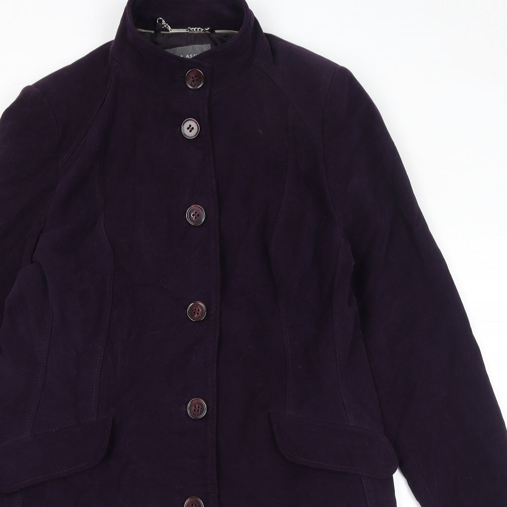 Laura Ashley Womens Purple Overcoat Coat Size 12 Button