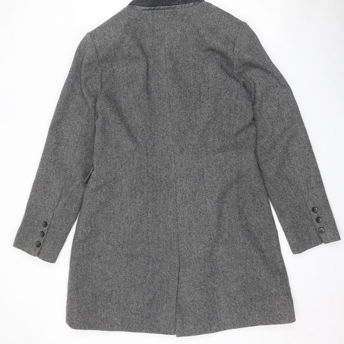Laura Ashley Womens Grey Pea Coat Coat Size 14 Button
