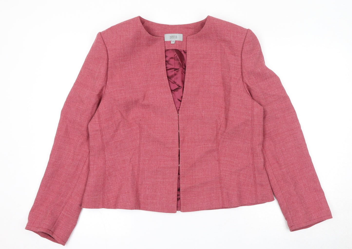 Marks and Spencer Womens Pink Jacket Blazer Size 16 Hook & Eye