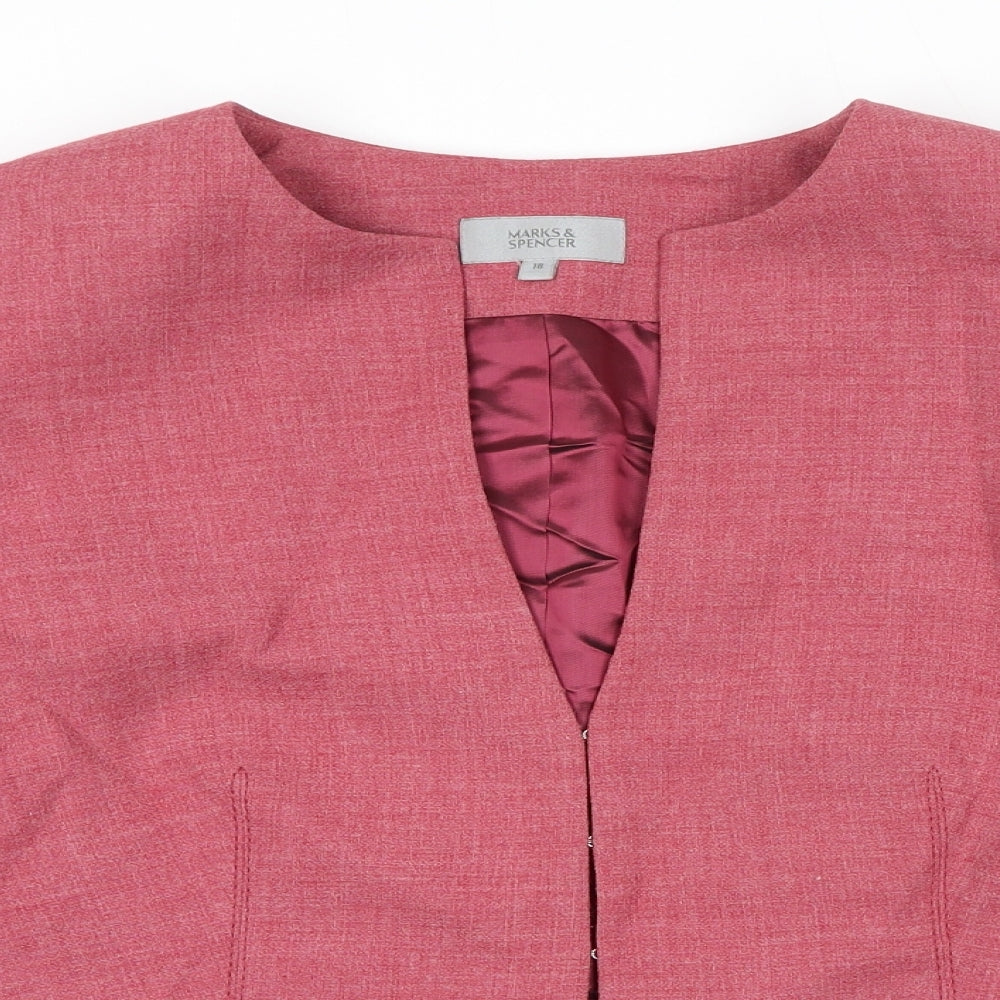 Marks and Spencer Womens Pink Jacket Blazer Size 16 Hook & Eye