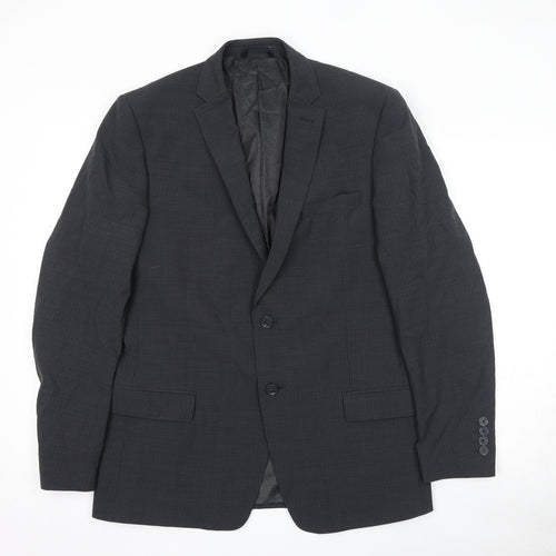 Marks and Spencer Mens Grey Check Wool Jacket Suit Jacket Size 40 Regular
