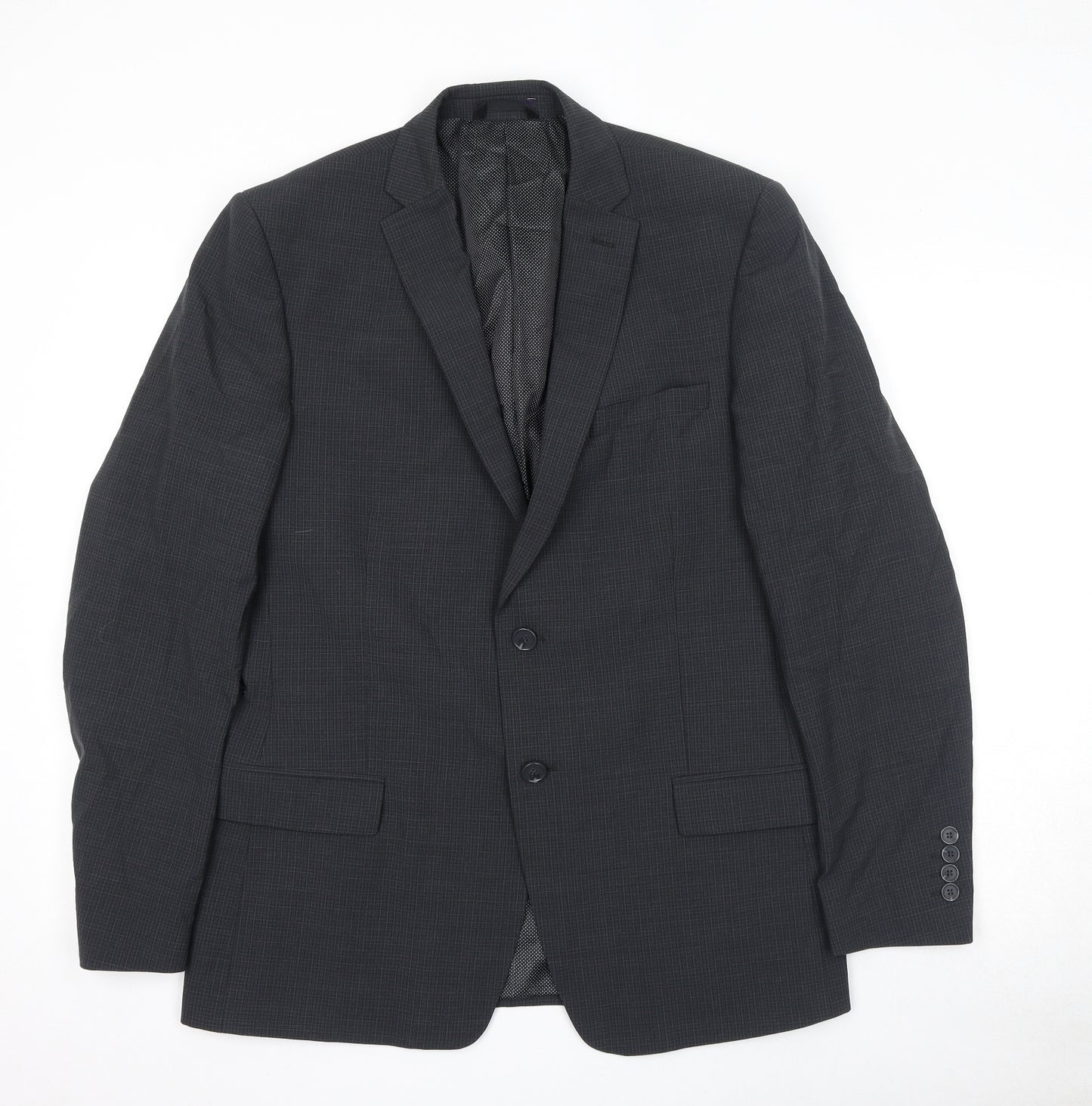 Marks and Spencer Mens Grey Check Wool Jacket Suit Jacket Size 40 Regular