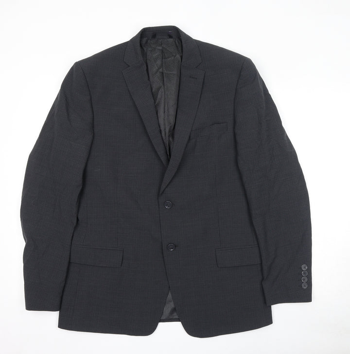 Marks and Spencer Mens Grey Check Wool Jacket Suit Jacket Size 40 Regular