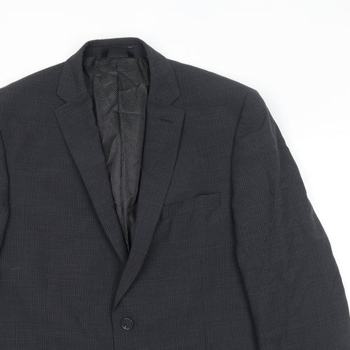 Marks and Spencer Mens Grey Check Wool Jacket Suit Jacket Size 40 Regular