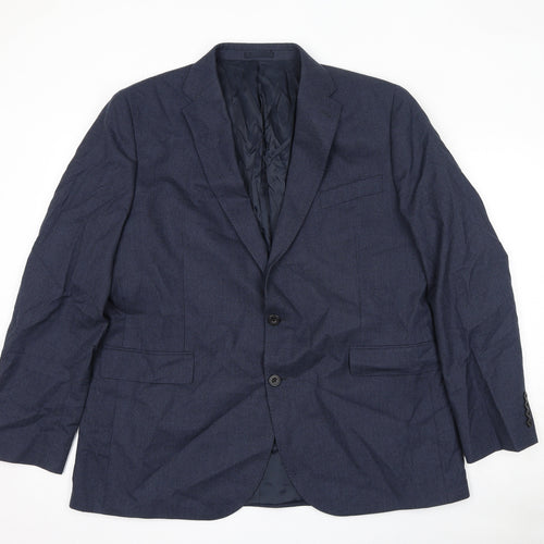 John Lewis Mens Blue Check Polyester Jacket Suit Jacket Size 48 Regular