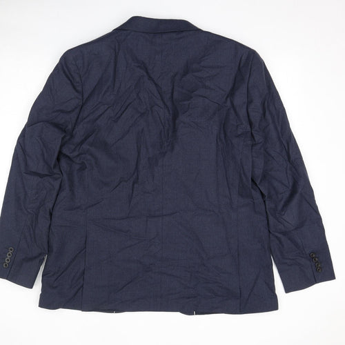 John Lewis Mens Blue Check Polyester Jacket Suit Jacket Size 48 Regular