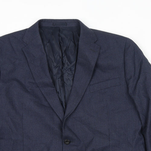 John Lewis Mens Blue Check Polyester Jacket Suit Jacket Size 48 Regular