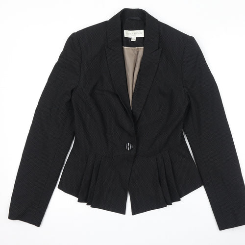 Edina Ronay Womens Black Polka Dot Jacket Blazer Size S Button - Pleated Detail