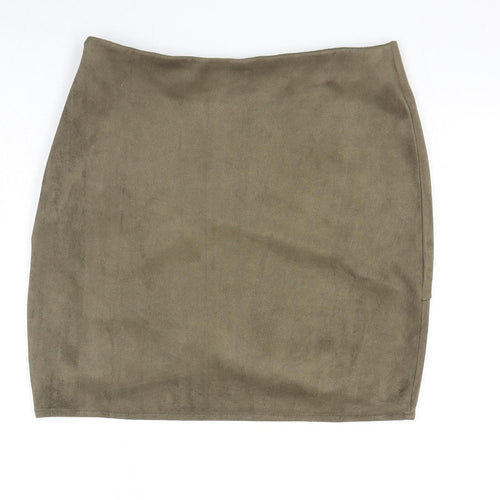 Missguided Womens Green Polyester Bandage Skirt Size 10 Zip