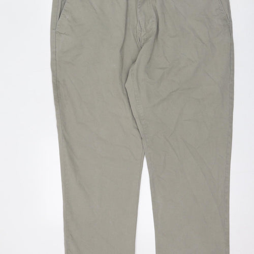 Marks and Spencer Mens Beige Cotton Chino Trousers Size 42 in L24 in Regular Zip