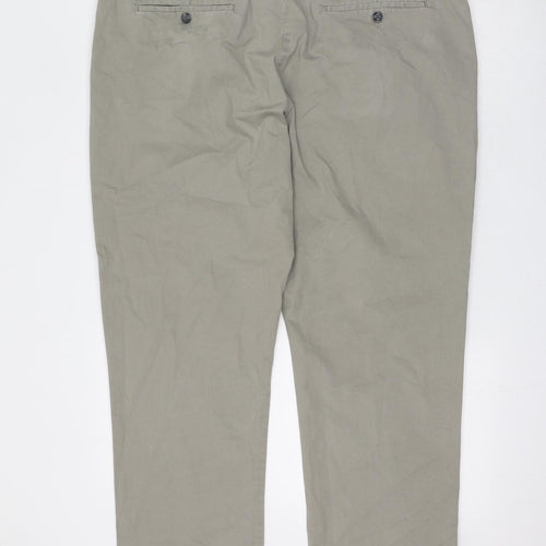 Marks and Spencer Mens Beige Cotton Chino Trousers Size 42 in L24 in Regular Zip