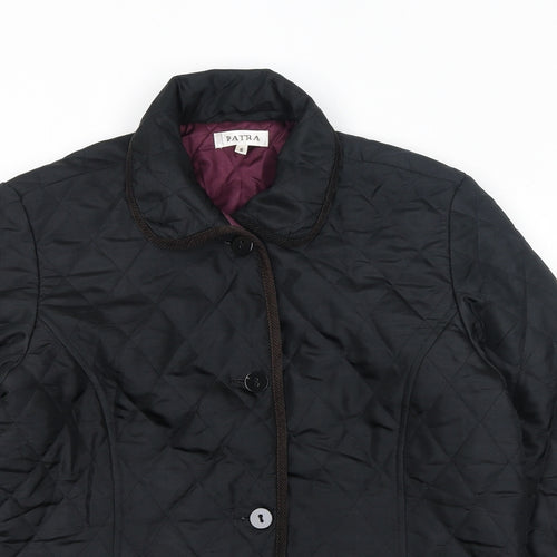Patra Womens Black Quilted Jacket Size S Button
