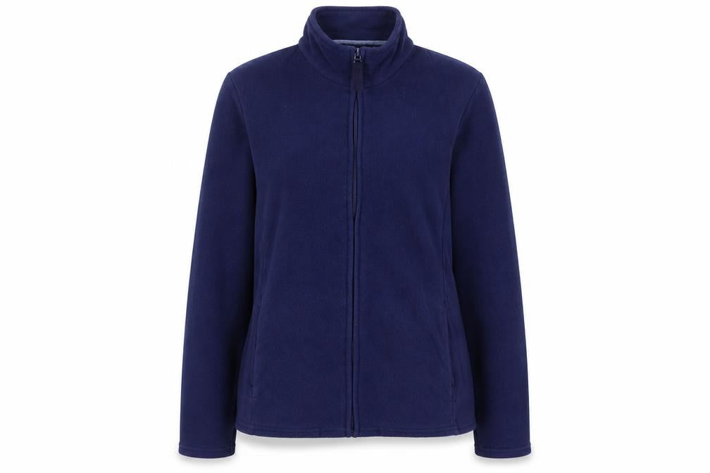 Front view of Marks & Spencer women’s blue jacket, size UK 10, zip