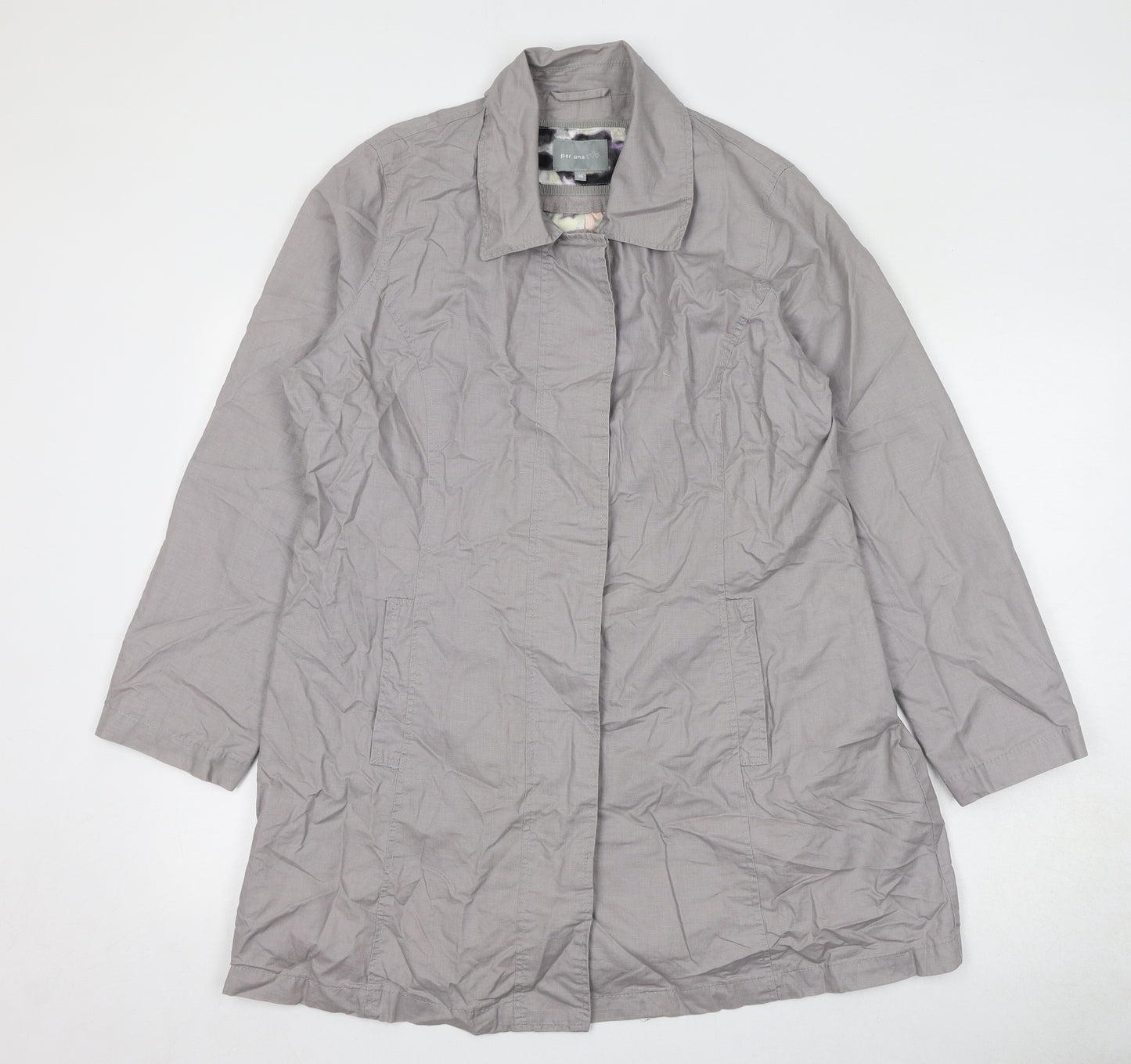 Per Una Womens Beige Overcoat Coat Size 16 Button