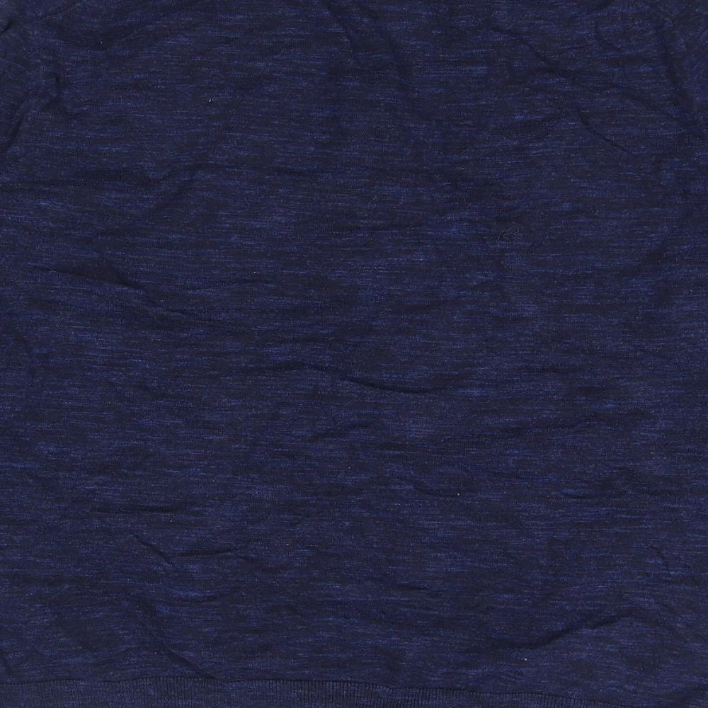 Marks and Spencer Mens Blue Collared Cotton Pullover Jumper Size L Long Sleeve