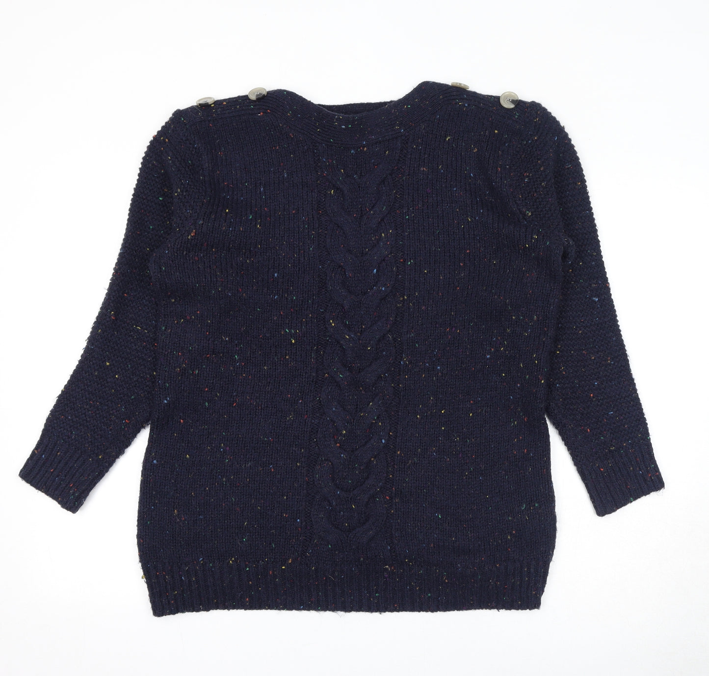 Cotton Traders Womens Blue Round Neck Acrylic Pullover Jumper Size 14