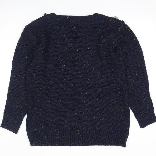 Cotton Traders Womens Blue Round Neck Acrylic Pullover Jumper Size 14