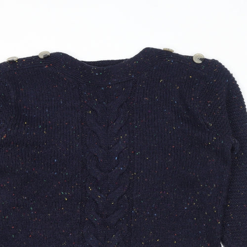 Cotton Traders Womens Blue Round Neck Acrylic Pullover Jumper Size 14