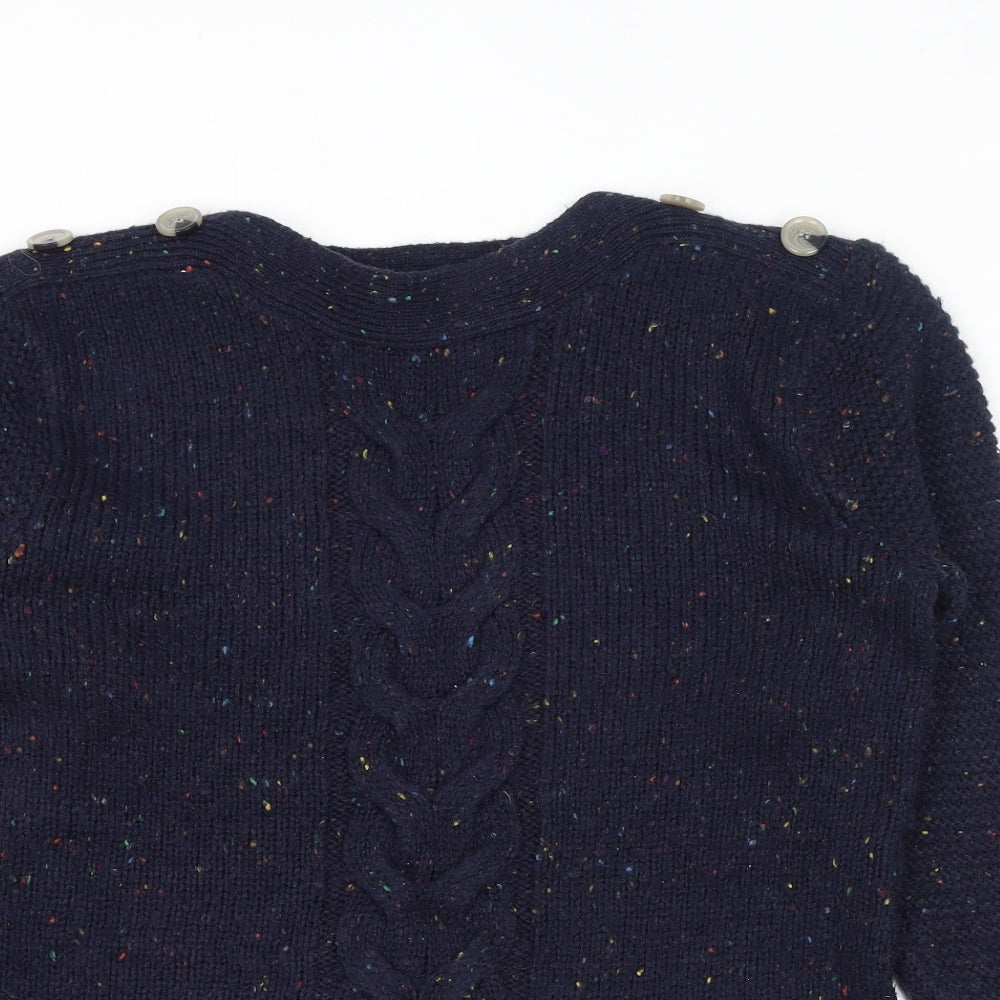 Cotton Traders Womens Blue Round Neck Acrylic Pullover Jumper Size 14