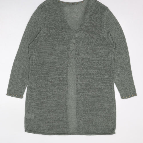 Evans Womens Green V-Neck Polyester Cardigan Jumper Size 18
